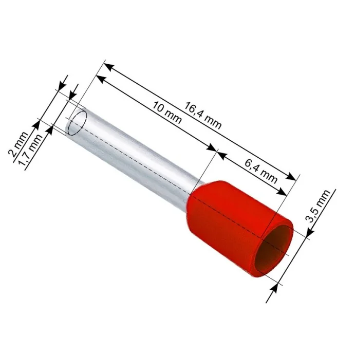 KONEKTOR TULEJKA IZOLOWANA 1.5MM2 CZERWONA 100 SZTUK