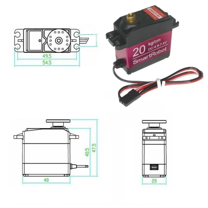 SERWOMOTOR SR-6120MG 20KG 180 STOPNI 4.8-7.4 V