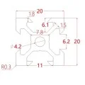 PROFIL ALUMINIOWY 2020 TYPU V-SLOT - DŁUGOŚĆ 1000 MM