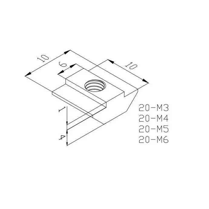 NAKRĘTKA MŁOTECZKOWA T-NUT M4 DO PROFILI ALUMINIOWYCH V-SLOT