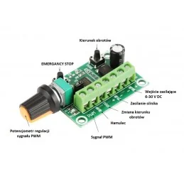 MODUŁ REGULATOR PWM DO SILNIKÓW BEZSZCZOTKOWYCH BLDC DC 6-30 2A 30W