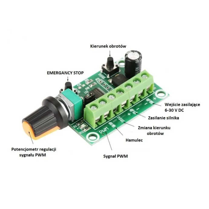 MODUŁ REGULATOR PWM DO SILNIKÓW BEZSZCZOTKOWYCH BLDC DC 6-30 2A 30W