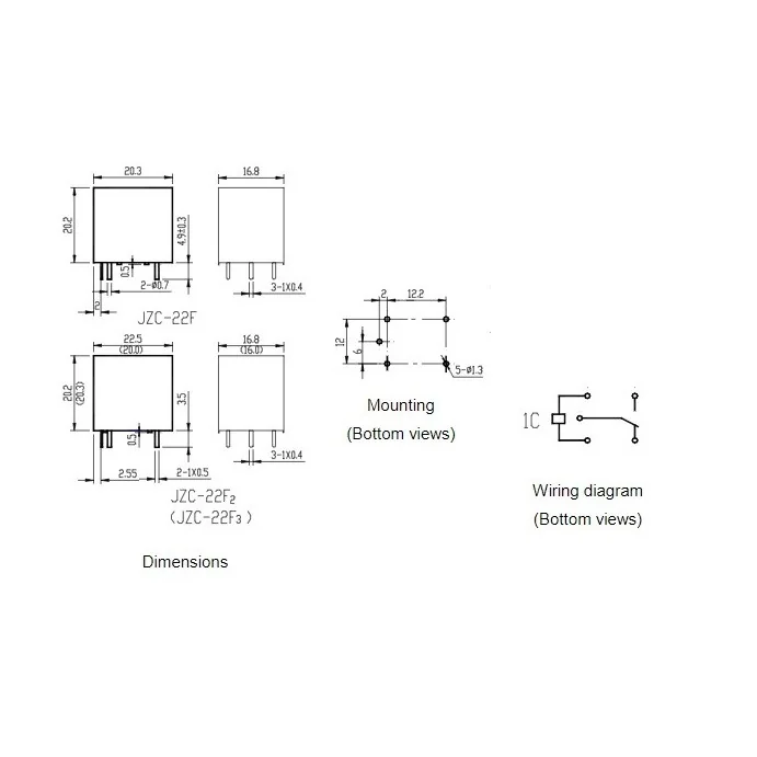 PRZEKAŹNIK JZC-22F-12VDC 10A/12V ODPOWIEDNIK PRZEKAŹNIKA 4088