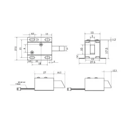 ELEKTROZAMEK 12V 0.35A MINI WYDŁUŻONY RYGIEL