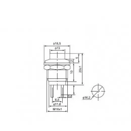 PRZEŁĄCZNIK OKRĄGŁY 16MM CHWILOWY RESET CZERWONY