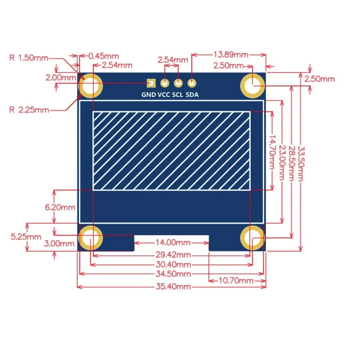 WYŚWIETLACZ OLED 1.3" 128X64 I2C - STEROWNIK SH1106 - NIEBIESKA GRAFIKA