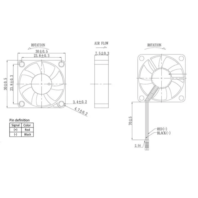 WENTYLATOR DO RASPBERRY PI 30*30*7 mm 5V LD3007MS