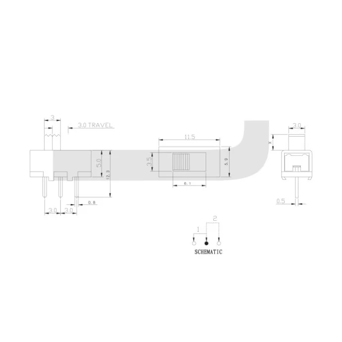 PRZEŁĄCZNIK SUWAKOWY 2 POZYCJE 3 PIN ON-ON 50V