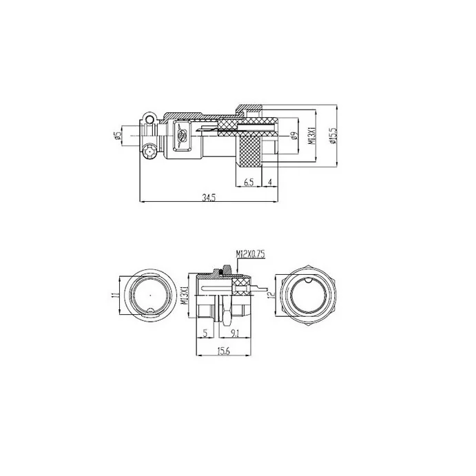 ZŁĄCZE GX12-2 WTYK+GNIAZDO 2 PIN