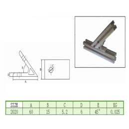 Łącznik narożny 45 stopni do profili 2020 v-slot