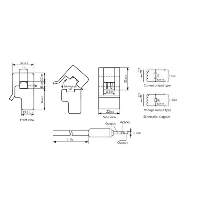 Czujnik natężenia prądu zmiennego SCT-013-000 10A 1V