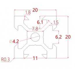 PROFIL ALUMINIOWY 2020 TYPU V-SLOT CZARNY - DŁUGOŚĆ 1000 MM