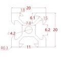 PROFIL ALUMINIOWY 2020 TYPU V-SLOT CZARNY - DŁUGOŚĆ 1000 MM