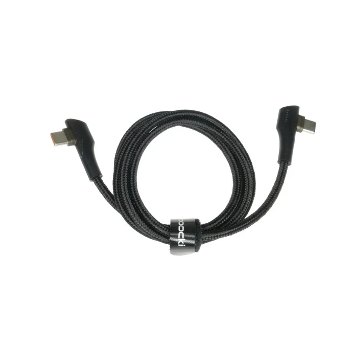 Kabel USB typu C 1m 5A 100W czarny nylon kątowy