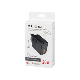 ŁADOWARKA SIECIOWA USB 3.0 + USB-C PD 20W CZARNA