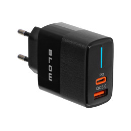 Ładowarka sieciowa USB 3.0 + USB-C PD 20W czarna