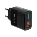 Ładowarka sieciowa USB 3.0 + USB-C PD 20W czarna