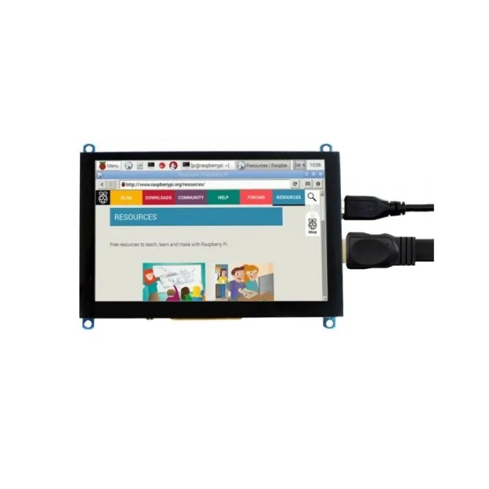 WYŚWIETLACZ TFT 7" 1024 x 600 DOTYK POJEMNOŚCIOWY HDMI + USB dla Raspberry Pi 4B/3B+/3B/2B/Zero WaveShare