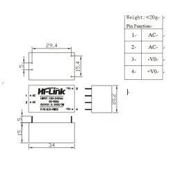 PRZETWORNICA NAPIĘCIA DO DRUKU HLK-PM03 AC - DC 3,3V