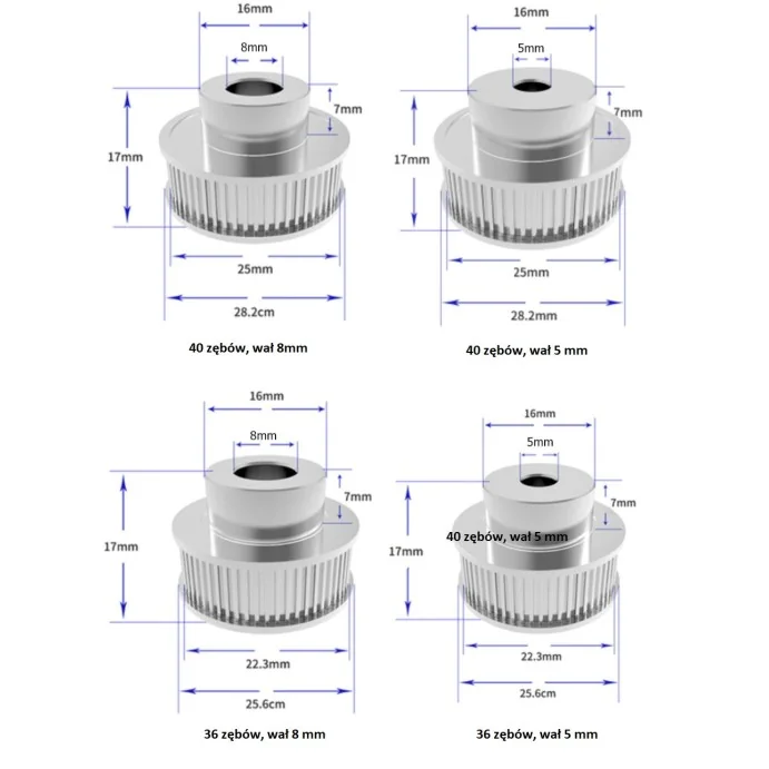 ZĘBATKA DO PASKÓW GT2 6MM 40 ZĘBÓW 8MM DO DRUKAREK 3D RepRap