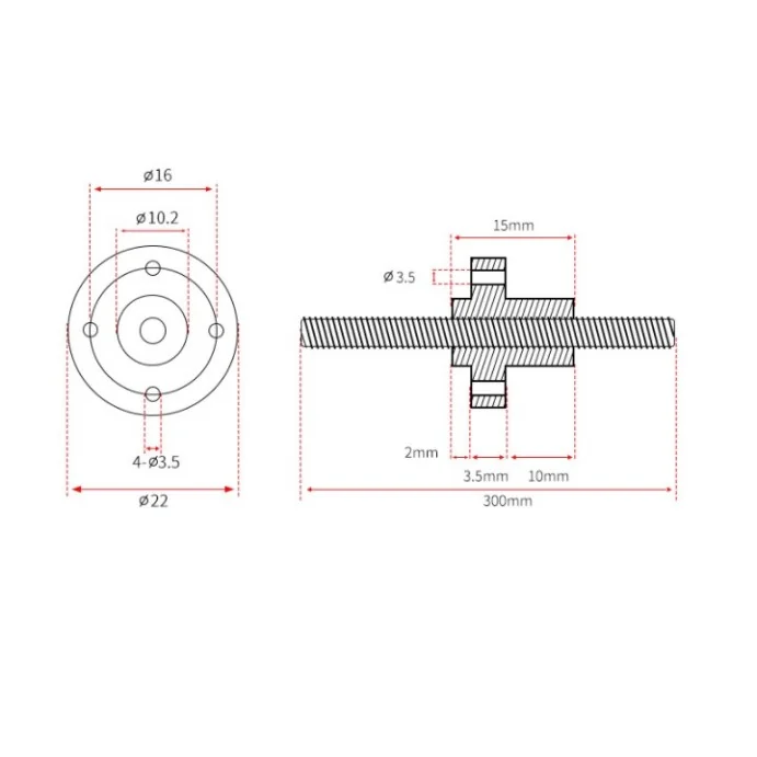 ŚRUBA TRAPEZOWA T8 8MM 300MM + ŁOŻYSKA PIONOWE + SPRZĘGŁO + NAKRĘTKA