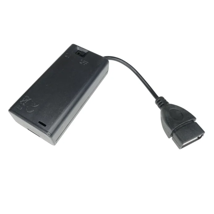 KOSZYK BATERII 2XAA R6 Z GNIAZDEM USB I Z WYŁĄCZNIKIEM