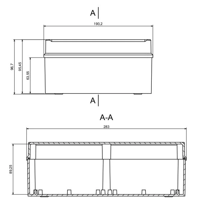 OBUDOWA PLASTIKOWA 280 X 190 X 95 Z95 JASNA HERMETYCZNA