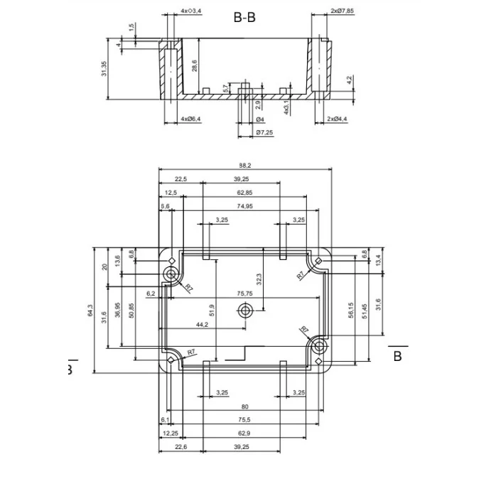 OBUDOWA PLASTIKOWA 88.2 X 64.3 X 41.7 Z56 JASNA