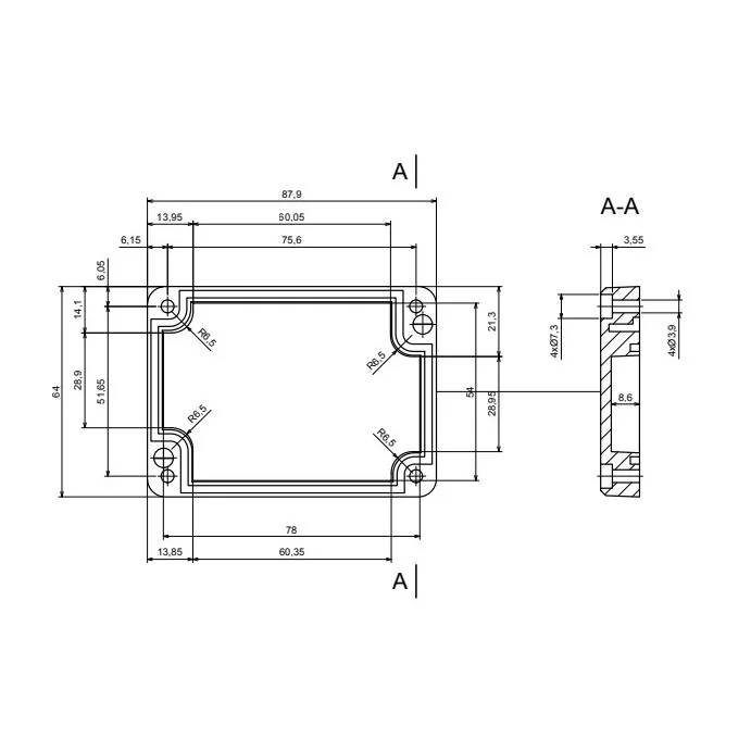 OBUDOWA PLASTIKOWA 88.2 X 64.3 X 41.7 Z56 JASNA