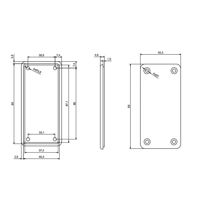 OBUDOWA PLASTIKOWA 95 X 45 X 23 Z75 CZARNA ABS