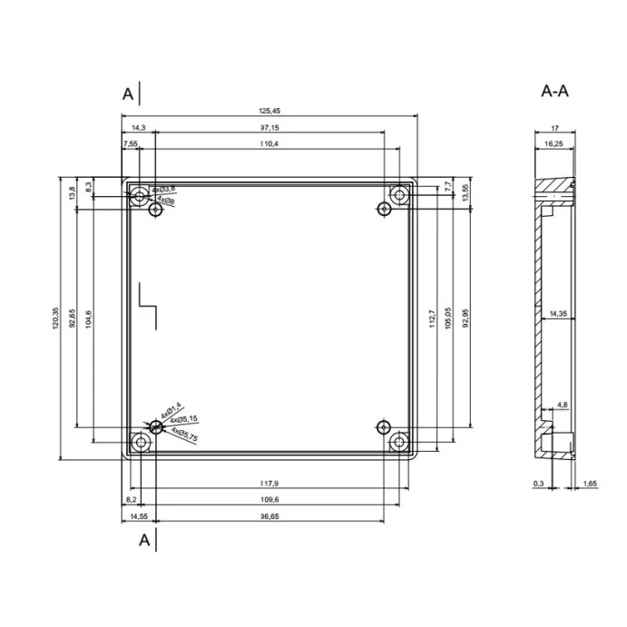 OBUDOWA PLASTIKOWA 126.1 X 120.4 X 53.9 Z20 CZARNA