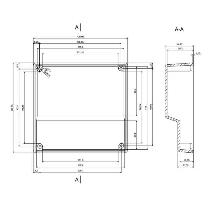 OBUDOWA PLASTIKOWA 126.1 X 120.4 X 53.9 Z20 CZARNA