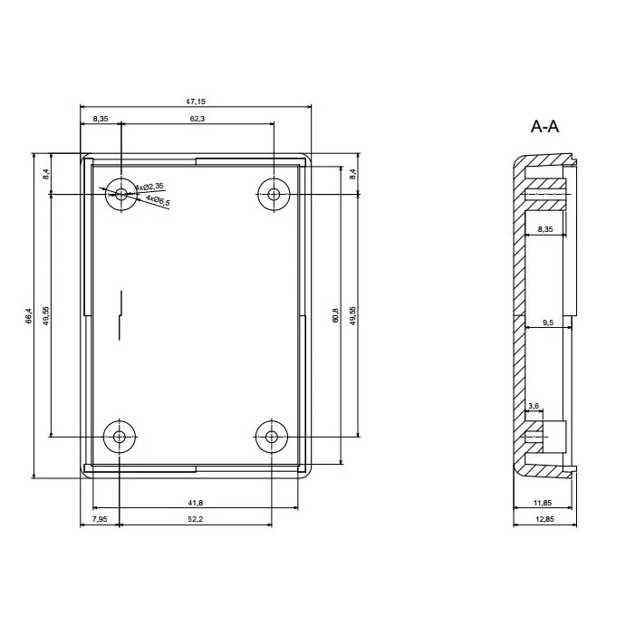 OBUDOWA PLASTIKOWA 66 X 48 X 30 Z24 CZARNA