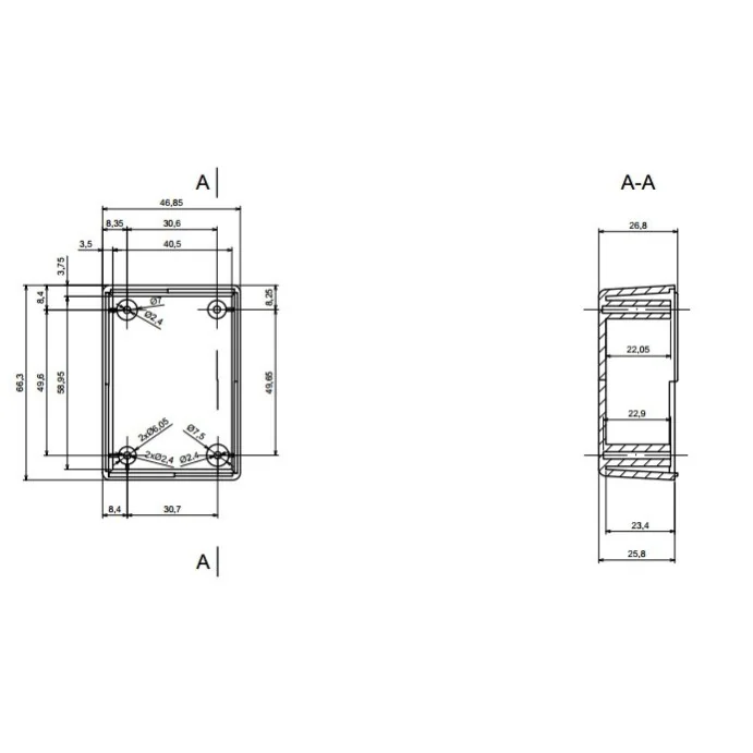 OBUDOWA PLASTIKOWA 66 X 48 X 30 Z24U