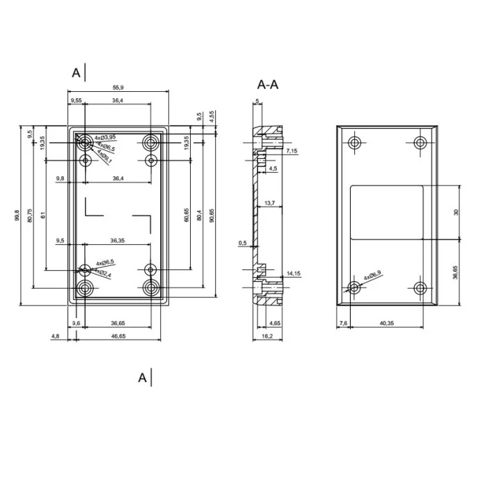 OBUDOWA PLASTIKOWA 99.8 X 56.1 X 43.3 Z45 WENTYLOWANA ABS