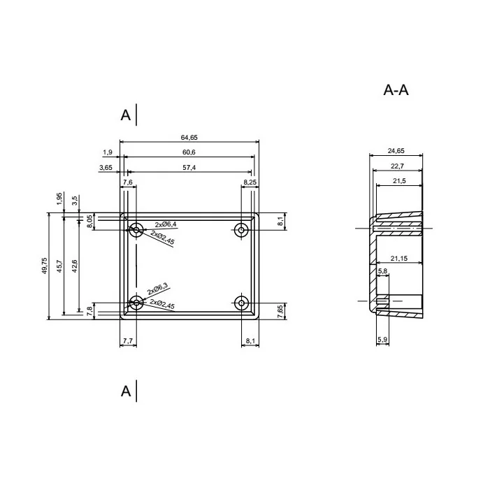 OBUDOWA PLASTIKOWA 66 X 49 X 28 Z68 ABS