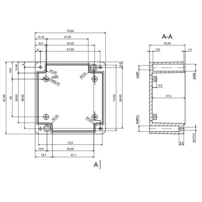 OBUDOWA PLASTIKOWA 82 X 80 X 55 Z111 JASNA