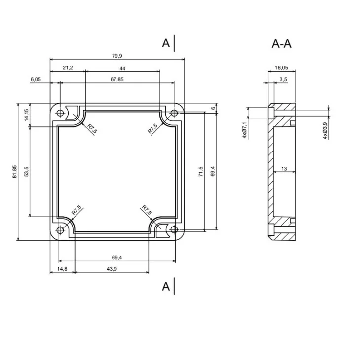 OBUDOWA PLASTIKOWA 82 X 80 X 55 Z111 JASNA