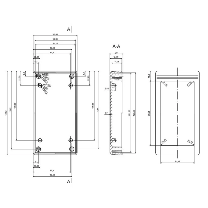 OBUDOWA PLASTIKOWA 129 X 68 X 24 Z34 CZARNA