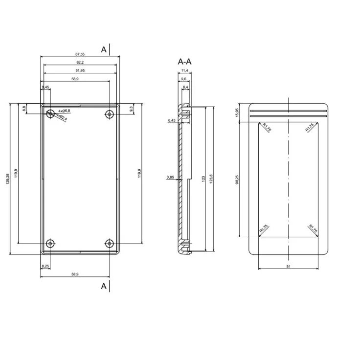 OBUDOWA PLASTIKOWA 129 X 68 X 24 Z34 CZARNA