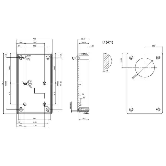 OBUDOWA PLASTIKOWA 120 X 70 X 44 Z30A JASNA