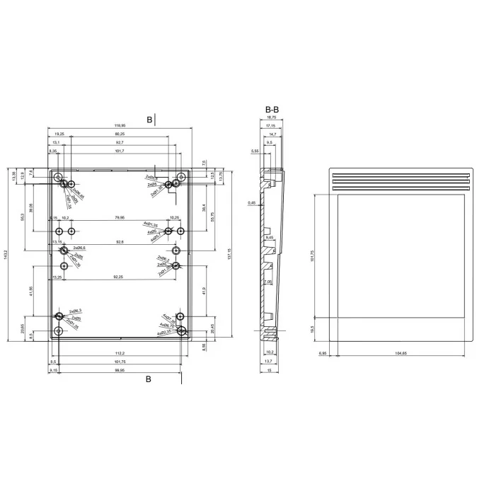 OBUDOWA PLASTIKOWA 143 X 119 X 32 Z28 CZARNA PEŁNA