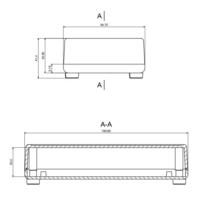 OBUDOWA PLASTIKOWA 169.7 X 84.8 X 36 Z38 JASNA