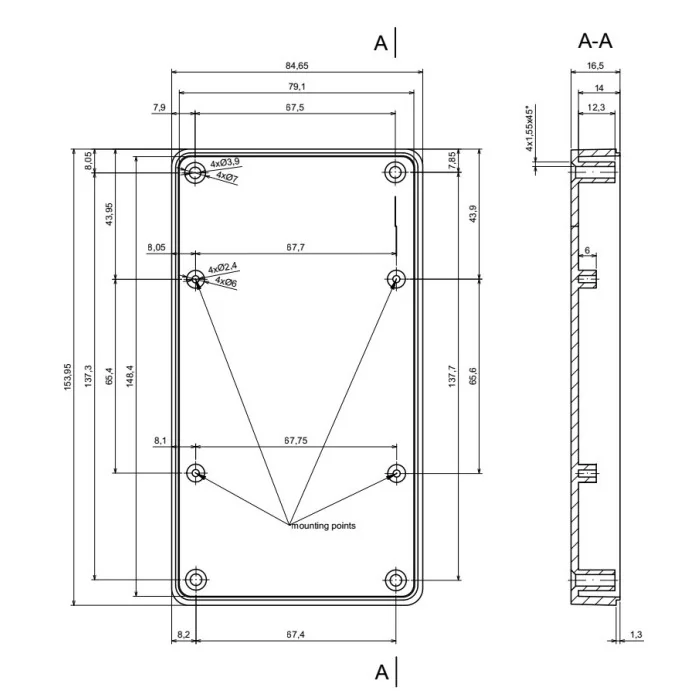 OBUDOWA PLASTIKOWA 154 X 84.5 X 42.5 Z78 NIEBIESKA