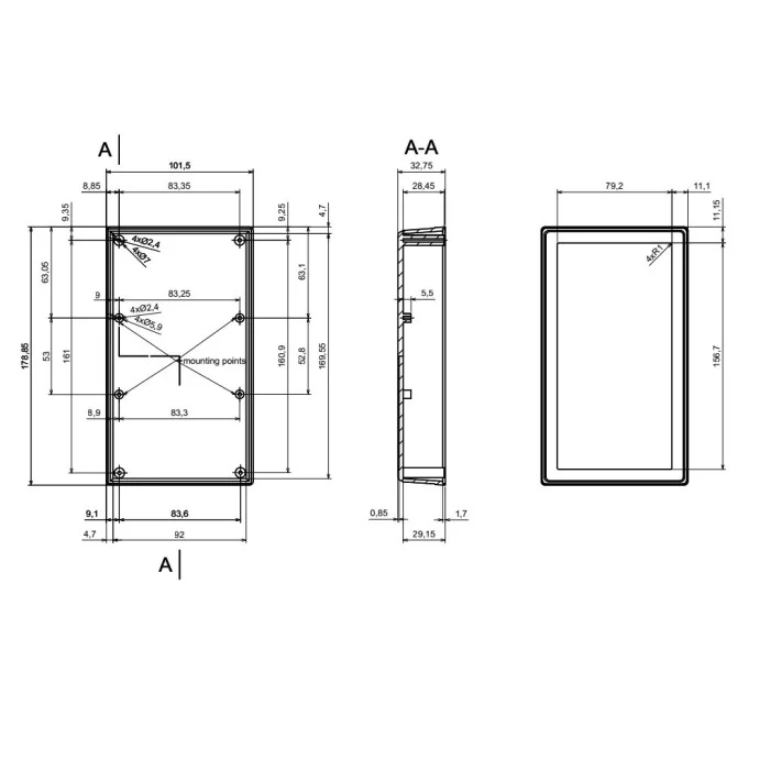 OBUDOWA PLASTIKOWA 177.9 X 101.5 X 36.6 Z72U CZARNA