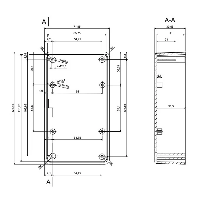 OBUDOWA PLASTIKOWA 124 X 71.5 X 38 Z77 JASNA