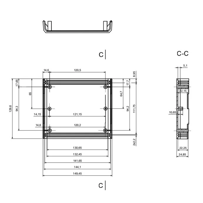 OBUDOWA PLASTIKOWA 129.6 X 149.3 X 50 Z4 JASNA PEŁNA