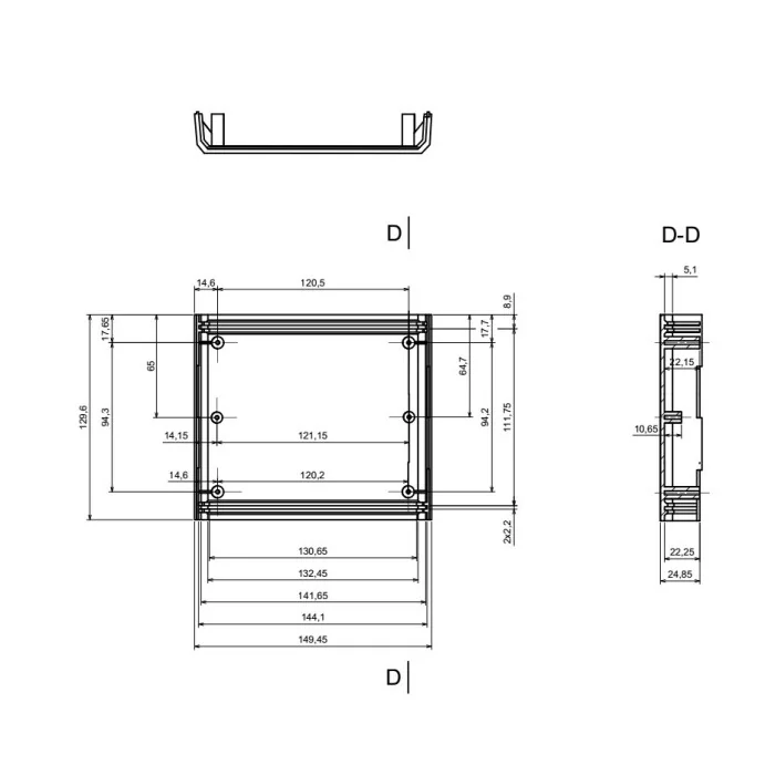 OBUDOWA PLASTIKOWA 129.6 X 149.3 X 50 Z4 JASNA PEŁNA