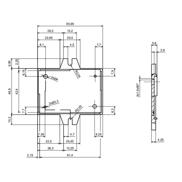 OBUDOWA PLASTIKOWA 66 X 47 X 24 Z24AU Z UCHWYTEM