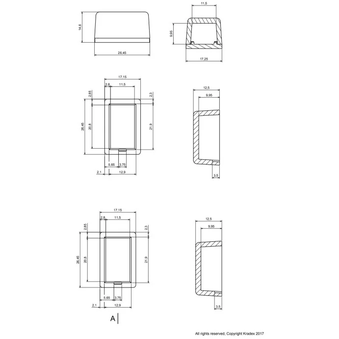 OBUDOWA PLASTIKOWA 26 X 17 X 15 Z63 CZERWONA